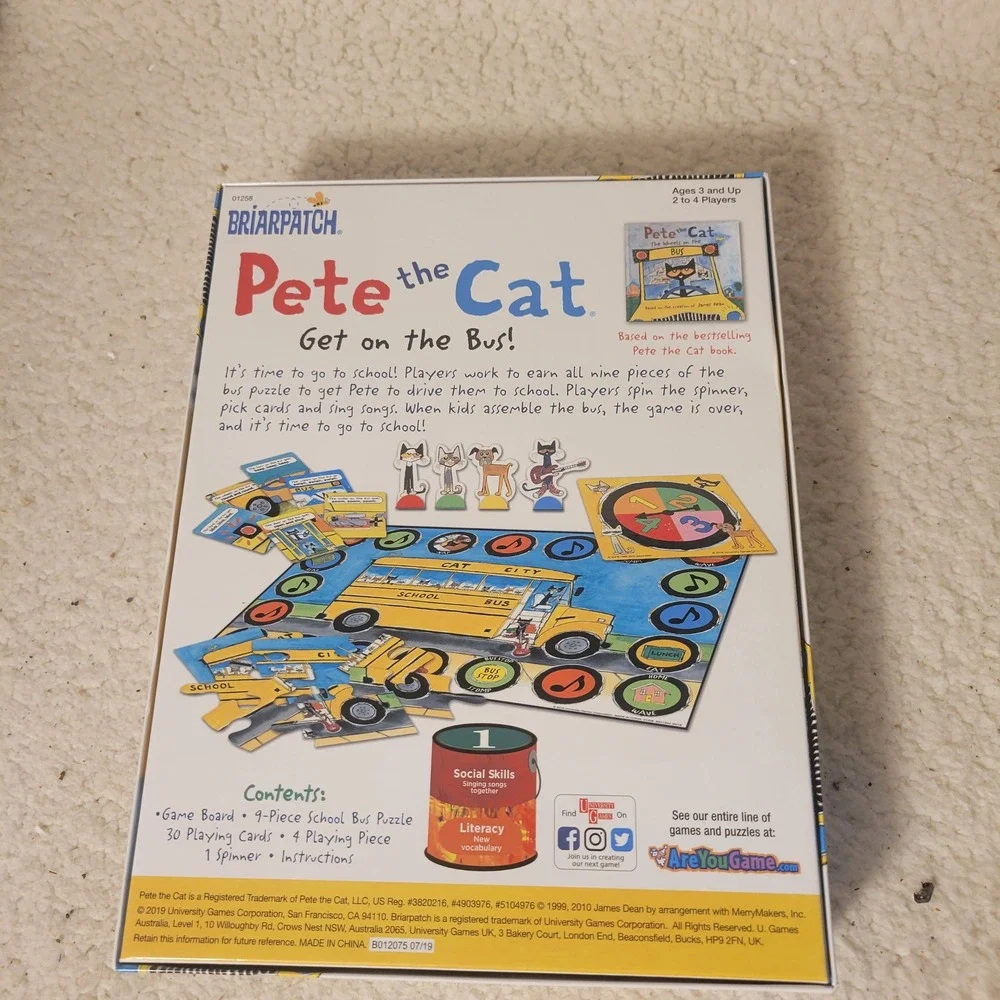 Pete‎ the Cat The Wheels on the Bus Board Game Briarpatch University Games 01258